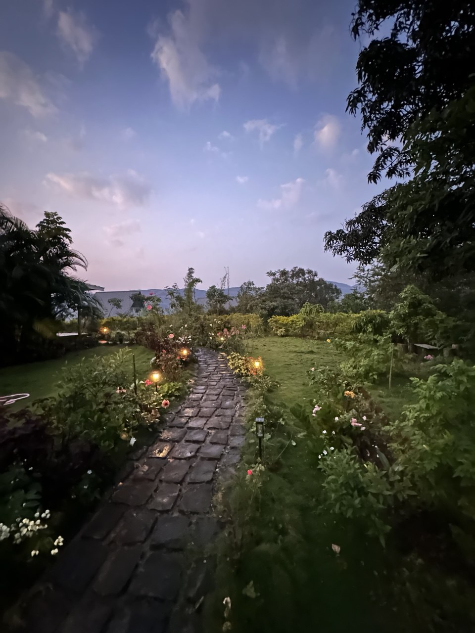 Cottage exterior night Moonstone Kamshet